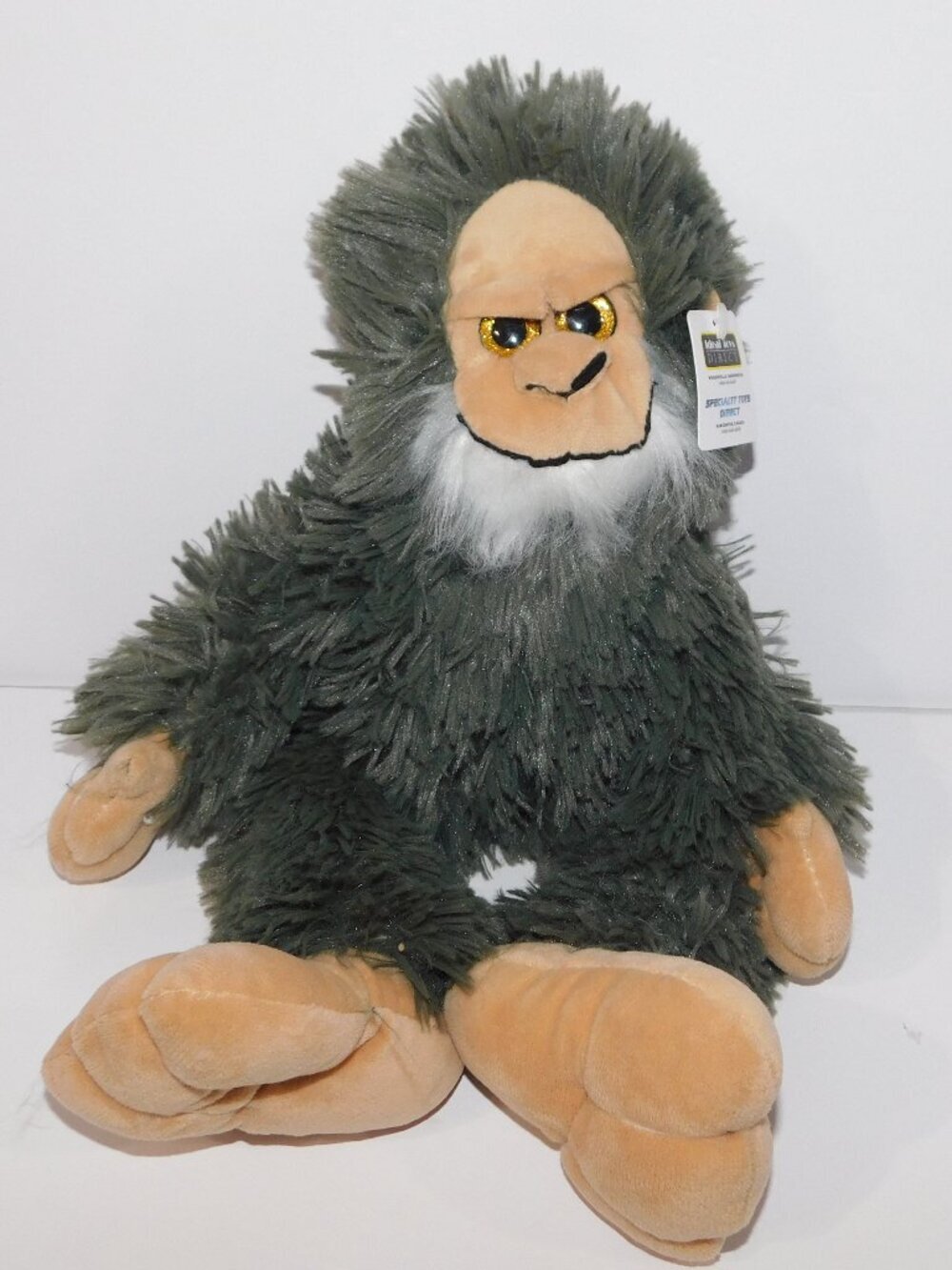 Plush Gray Tan Sasquatch Big Foot Stuffed Toy New w Tag Ideal Toys 15"
